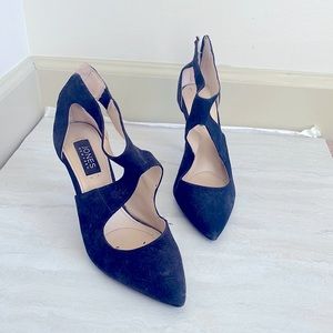Dark blue heels, worn twice